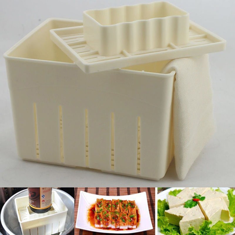 Homemade Tofu Maker Press Mold Box Kit with Cheese Cloth DIY Cooking Tools