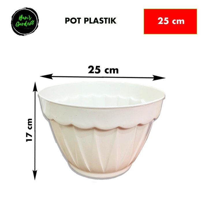 Pot bunga putih pot motif 25 cm AG