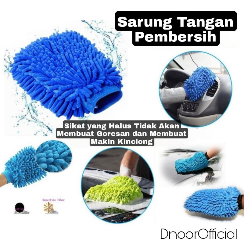 Sarung Tangan Pembersih Bahan Microfiber / Lap Bulu Cuci Motor, Piring, Dll