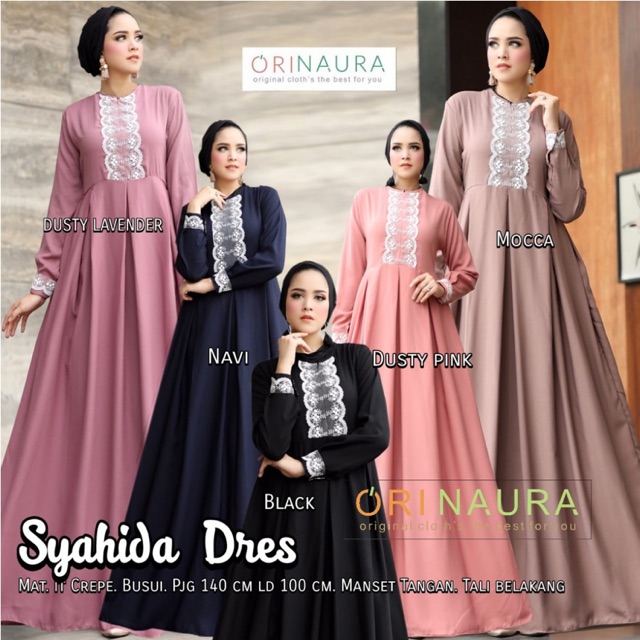 SYAHIDA gamis dress maxi longdress busui polos naura