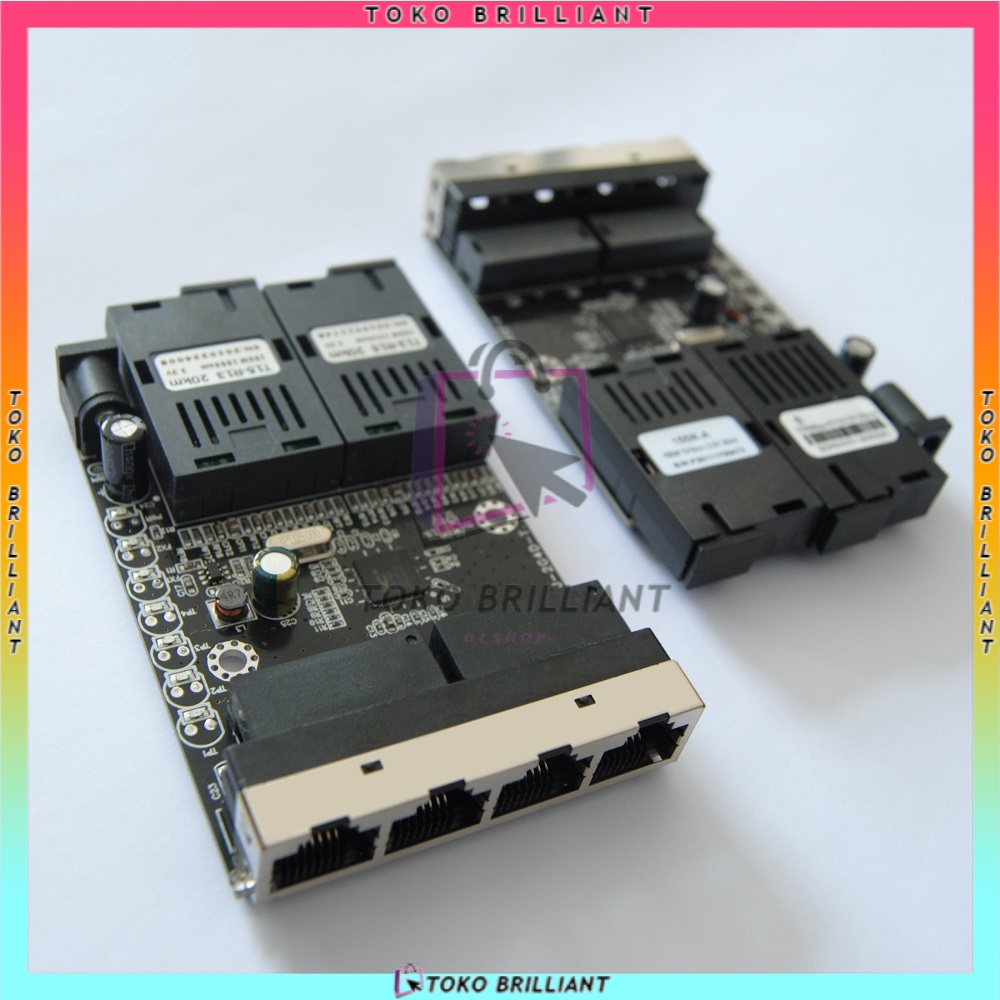 [BISA COD] 10/100Mbps 2 SC 4 RJ45 Ethernet Fiber Switch Single Mode Fiber Port PCB