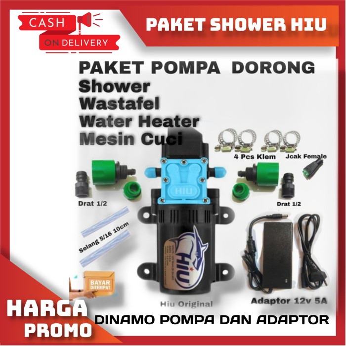 PAKET POMPA DORONG WASTAFEL / WATER HEATER / SHOWER / POMPA DC 12V HIU