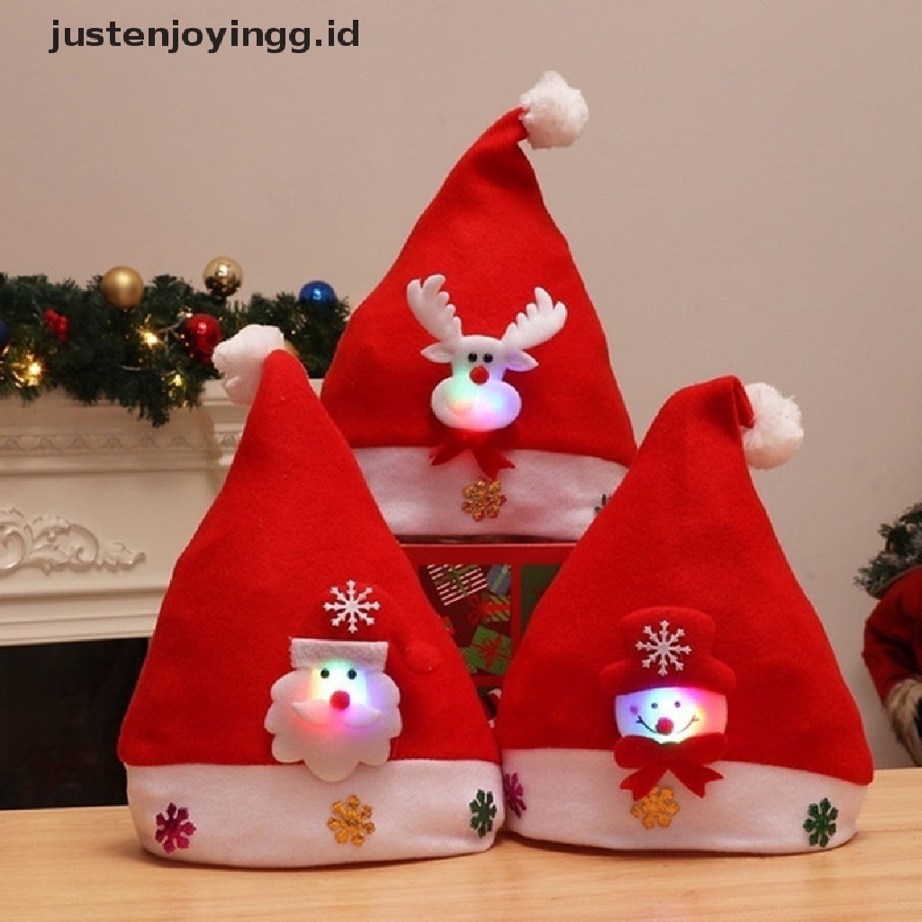 Topi Santa Claus Snowman Elk Dengan Lampu LED Untuk Dekorasi Natal