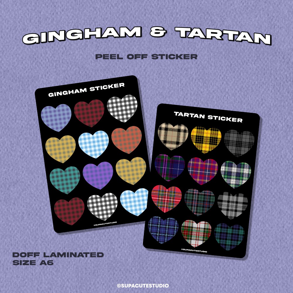 

Tartan Sticker & Gingham Sticker | Supacute Studio | sticker deco polcos journaling