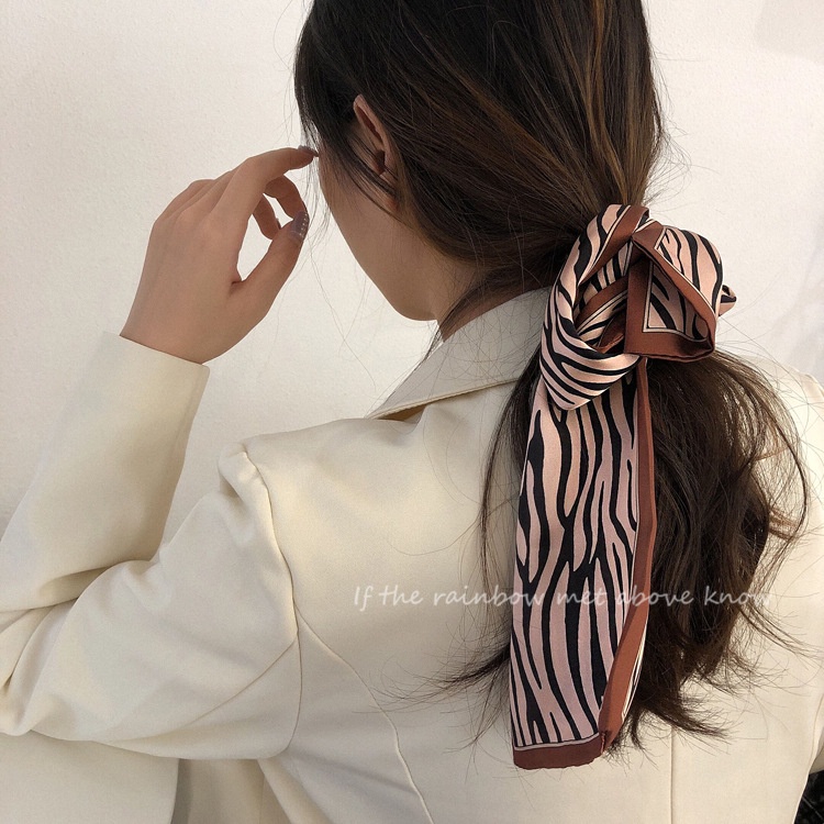 KOREAN TWILLY MOTIF ZEBRA SILK SATIN SCARF BAG PITA TAS SHAWL RIBBON STYLE BASIC FEMALE WOMEN HAIR NECK/ PITA SYAL TAS KOREA RAMBUT LEHER TANGAN WANITA MODEL DESAIN VINTAGE RETRO SATIN MATERIAL MINI FASHION BANDANA KATUN SUTRA DASI POLOS SELENDANG