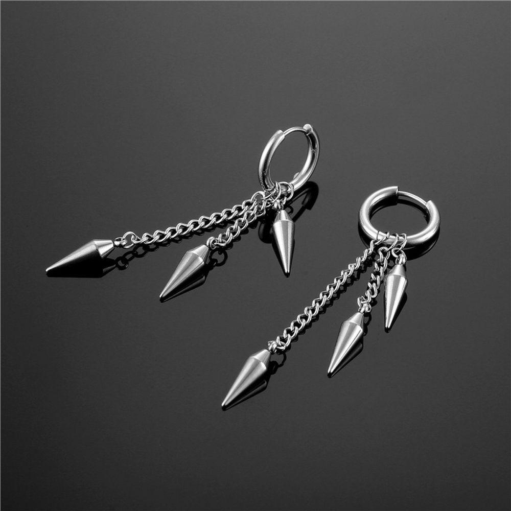 Mxbeauty Anting Wanita Elegnat Trendi Rumbai Untuk Pria Temperamen Baja Titanium Korea Anting Hoop