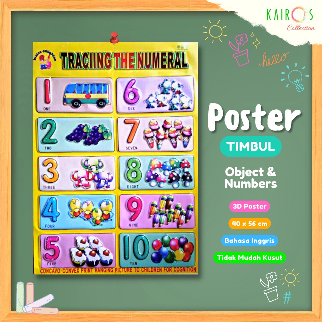 Poster Dinding Edukasi Anak Timbul Aneka Motif Random