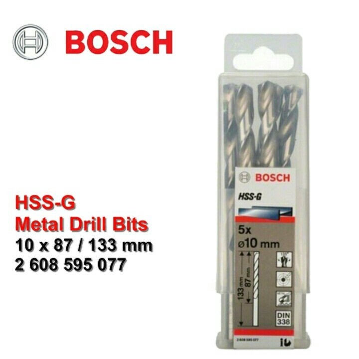 BOSCH Mata Bor HSS-G Metal Drill Bit 10.0 MM X 5 PCS