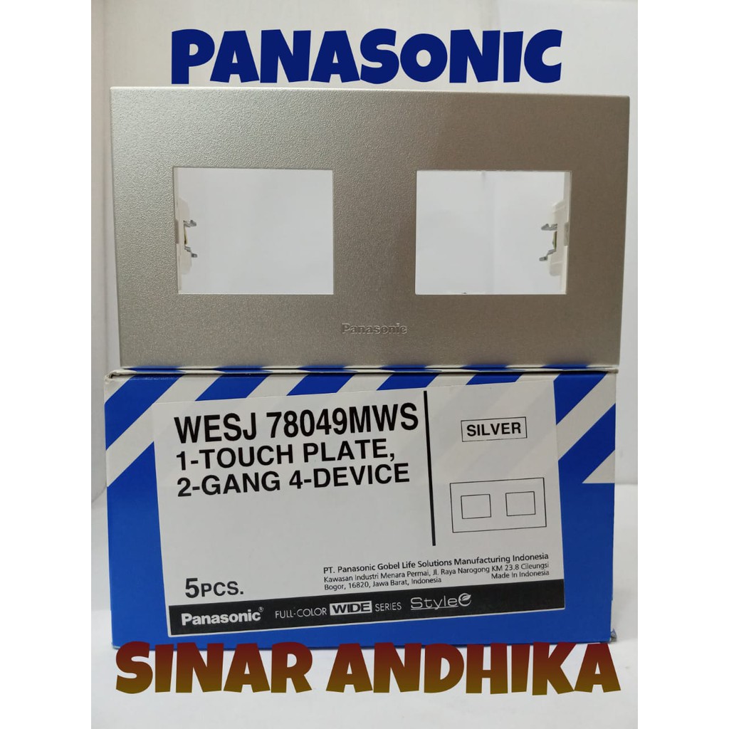 FRAME SAKLAR 2 GANG 4 DEVICE SILVER STYLE E PANASONIC WESJ 78049MWS