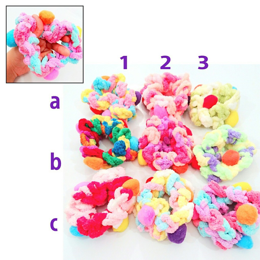 ikat rambut scrunchie kepANG BENTOL SOFT besar scrunchies