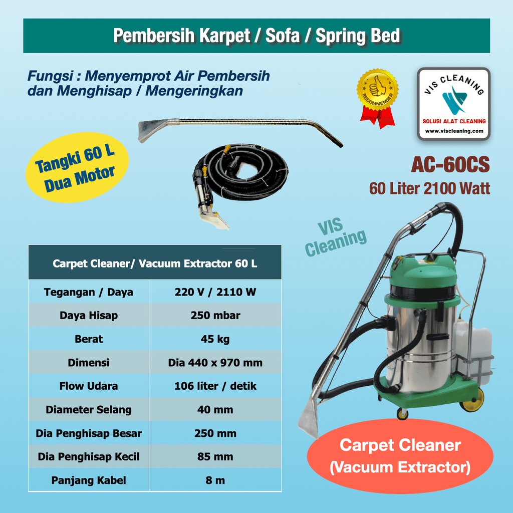 Carpet Cleaner (Vacuum Extractor) 60 L ( AC-60CS) Heavy Duty 2 Motor