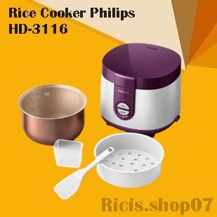 Magic Com / Rice Cooker Philips HD-3116 / HD3116/UNGU Kapasitas 1 Liter Free Bubble Wrap