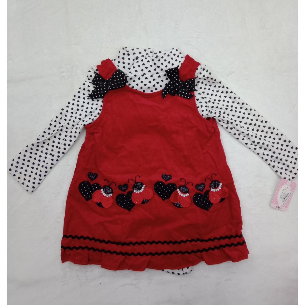 carterlove dress merah kodok gantung cewe usia 12-4tahun