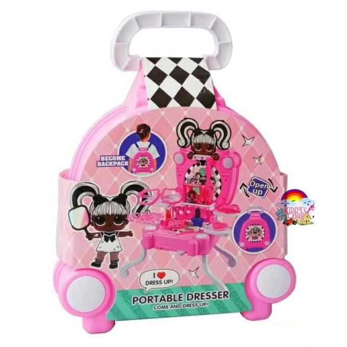 Mainan Anak Portabel Dresser LOL Surprise Meja Make Up Koper Dandan