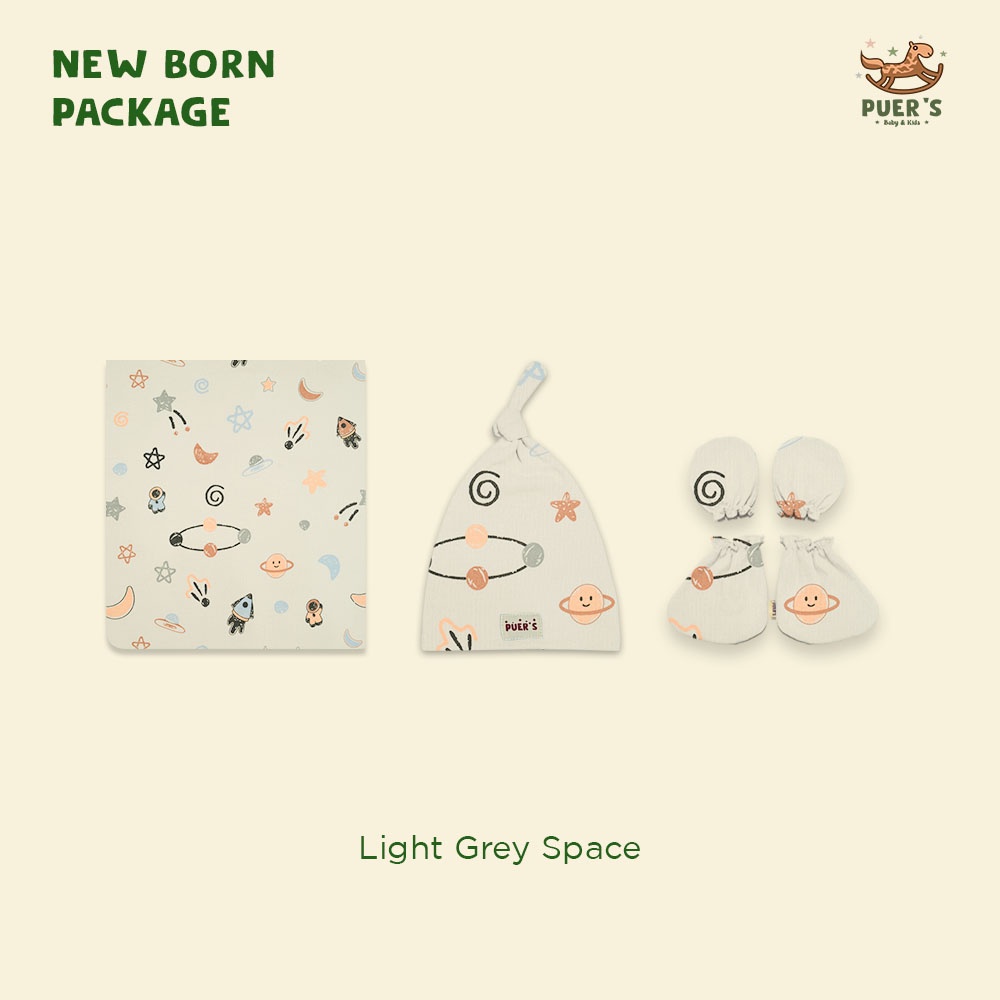 NEWBORN PACKAGE (SWADDLE SET) LIGHT GREY SPACE