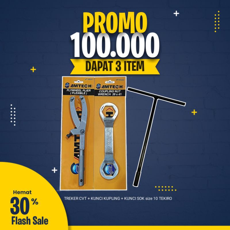 PAKET SET PROMO Treker CVT & Kunci Tahanan Kopling 39 x 41 Motor + kunci sok T "10" tekiro