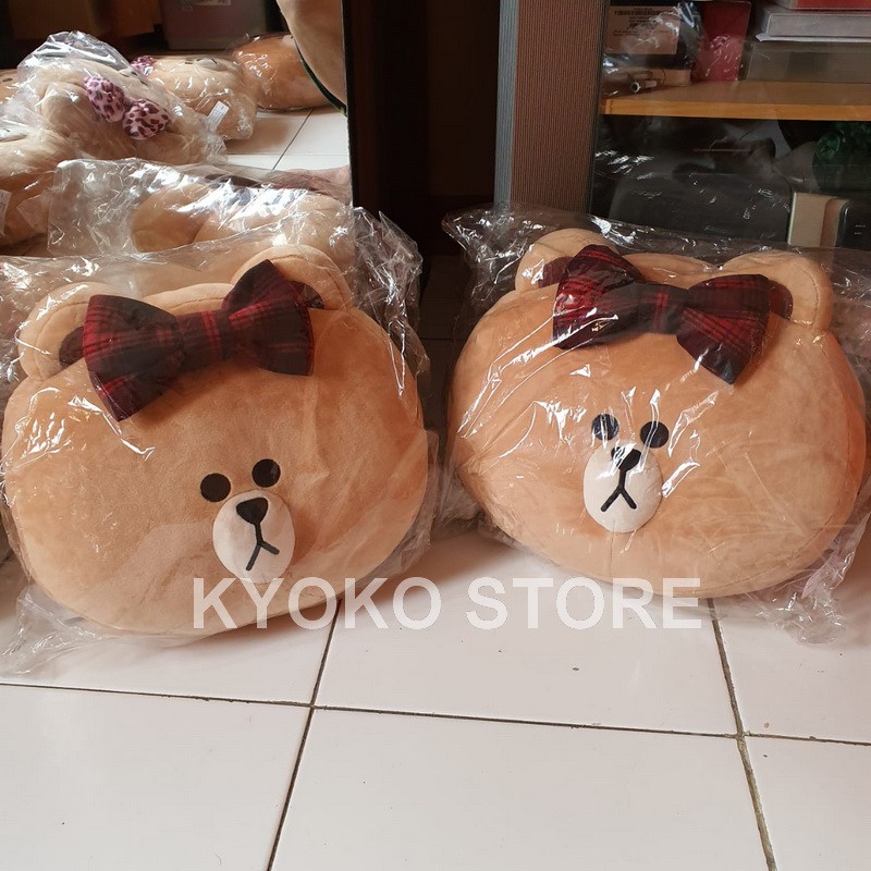 Boneka Bantal Line Choco Tartan Check Line Cushion Official LINE