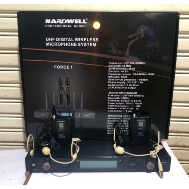 mic wireless HARDWELL force 1 2 Clip on +2mic headset original