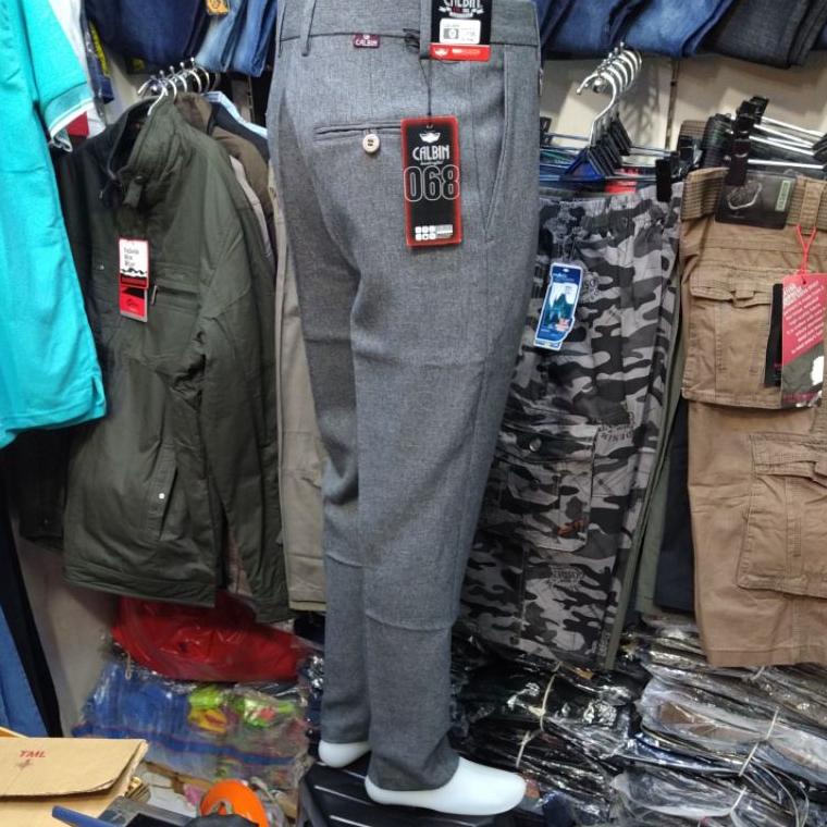 CELANA BAHAN PRIA SLIMFIT, KANTOR /FORMAL CALBIN "original" bahan wol slimfit G6Q8