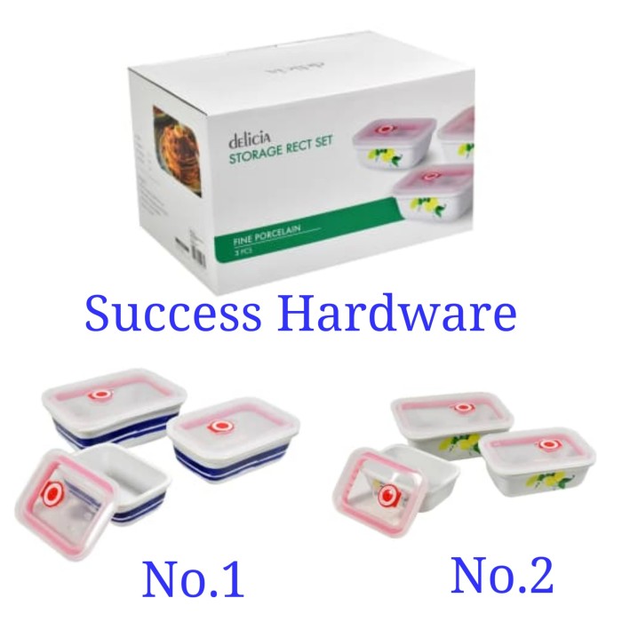 DELICIA SET 3 PCS WADAH MAKANAN STORAGE RECT SET 3 ASST