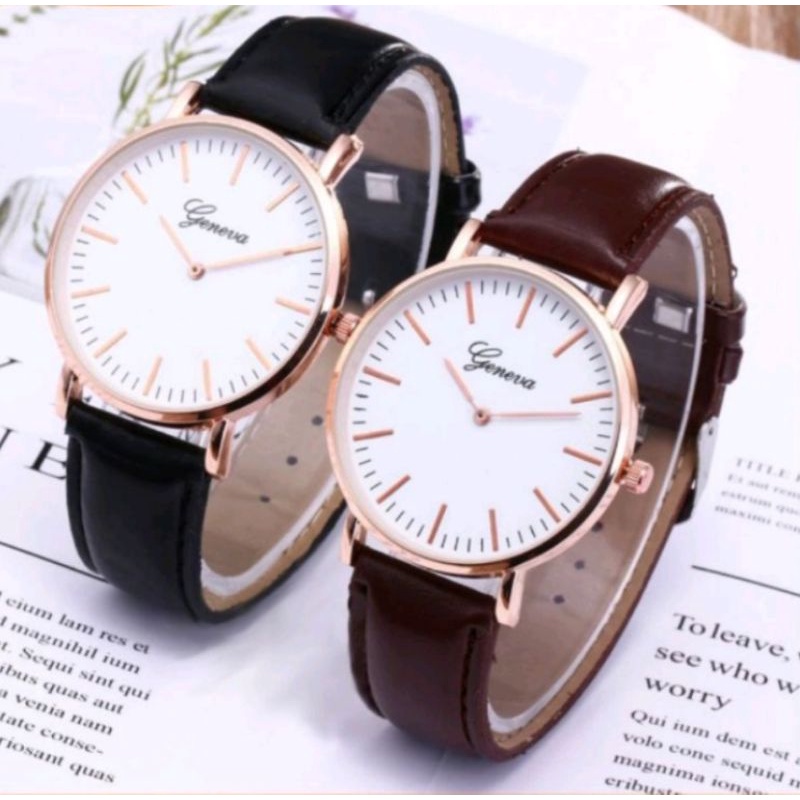 Jam Tangan Impor GENEVA PLATINUM Analog Quartz Pria Wanita Simple Modern Fashion