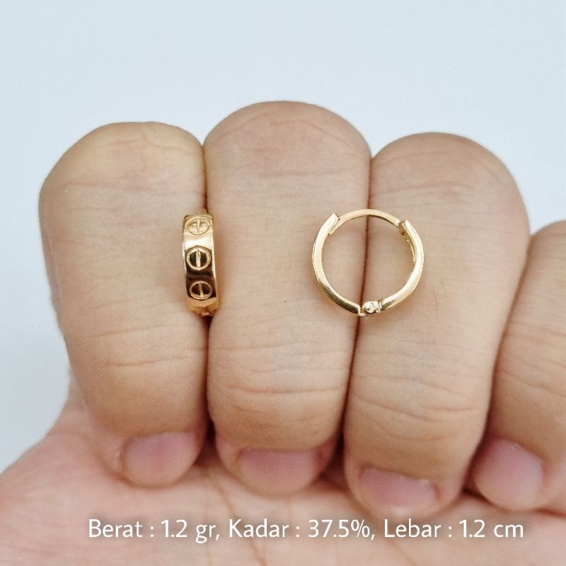 1.2 gr - Anting Emas Klip Cartier Kadar 375 (8K) - B2