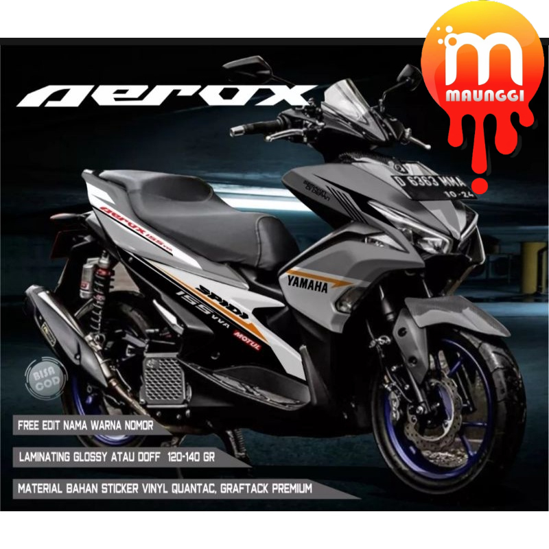 Decal aerox 155 full body Sticker aerox 155 full body Striping motor aerox fullbody aerox silver aer