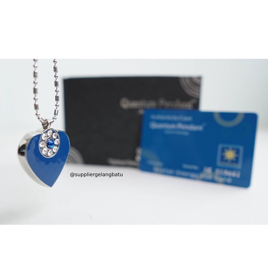 Kalung quantum pendant LOVE permata giok BIRU japanese technology