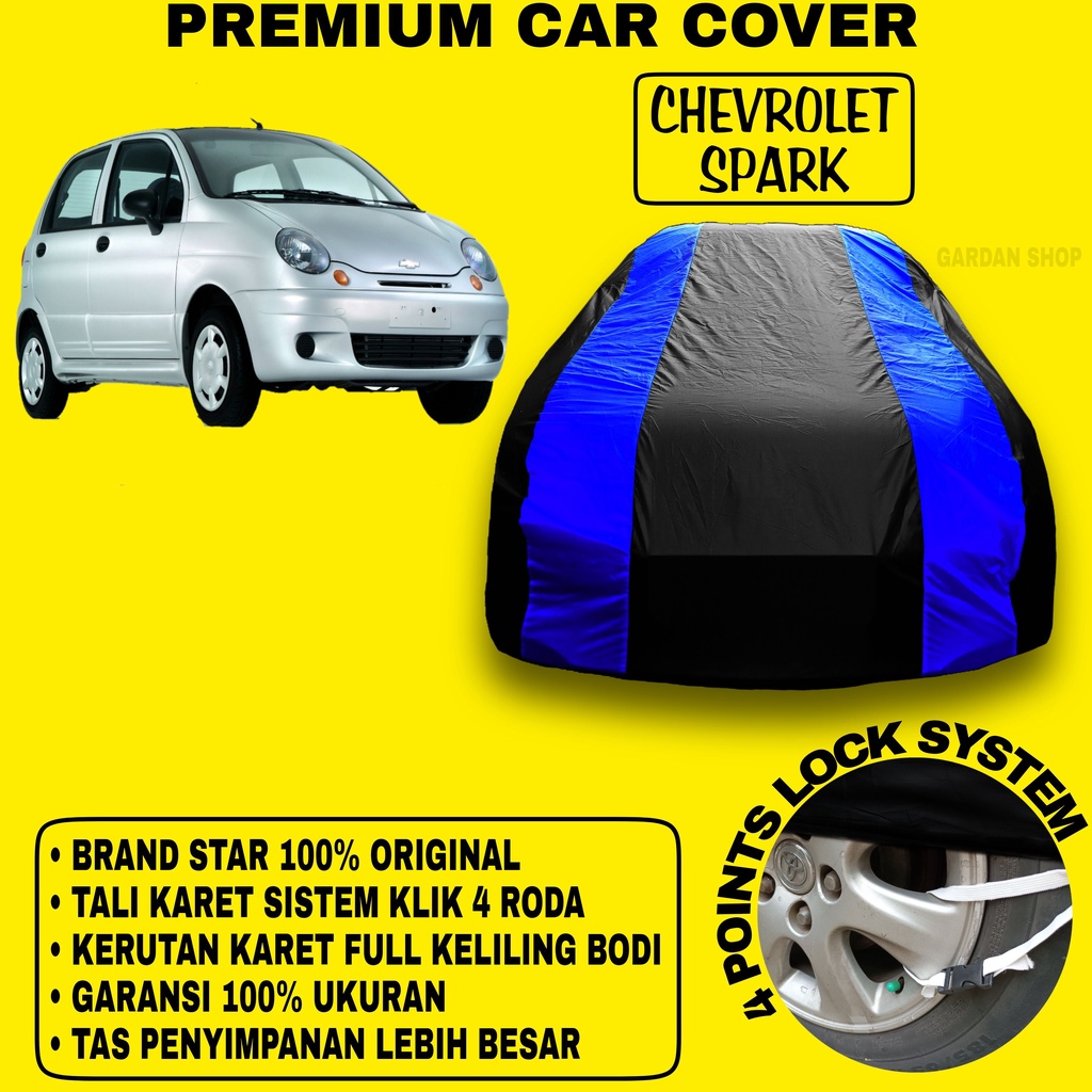 Body Cover CHEVROLET SPARK Sarung Strip BIRU Penutup Pelindung Bodi Mobil Chevrolet Spark PREMIUM