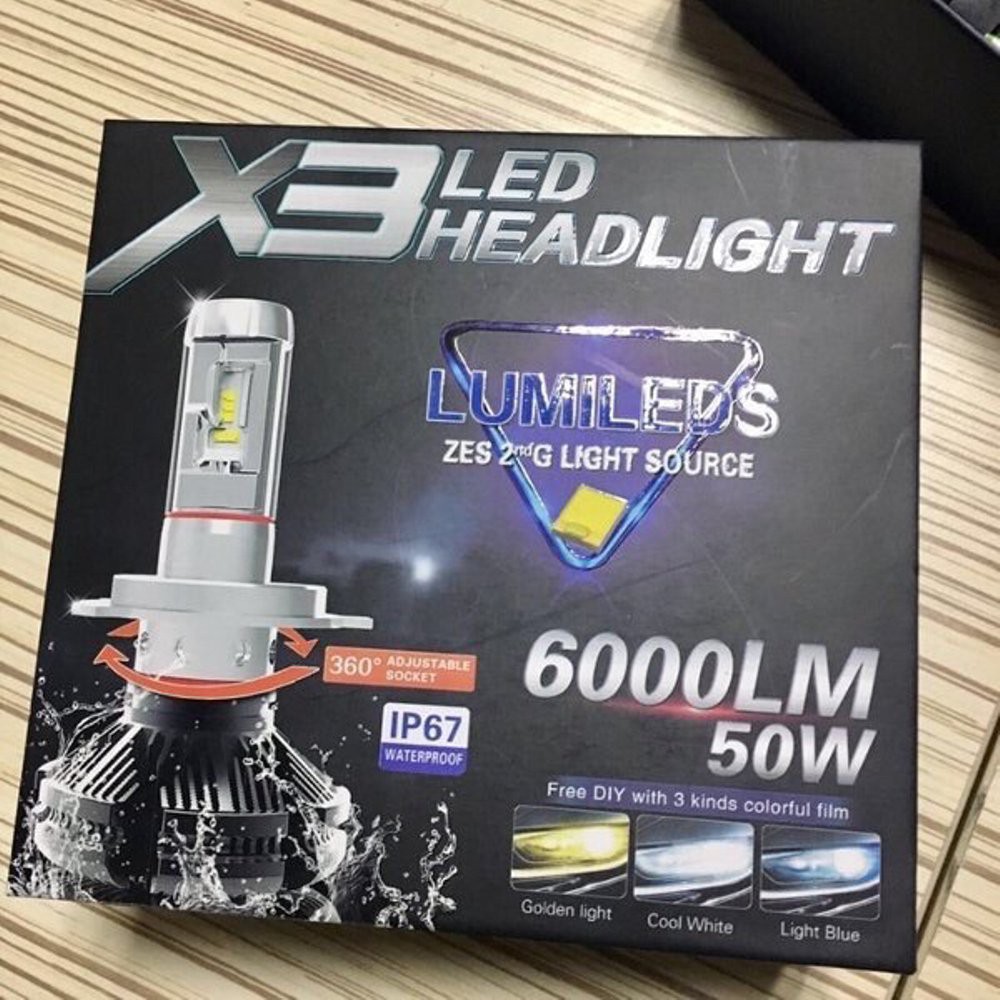 LED HEADLIGHT X3 H4 HI LO BERGARANSI