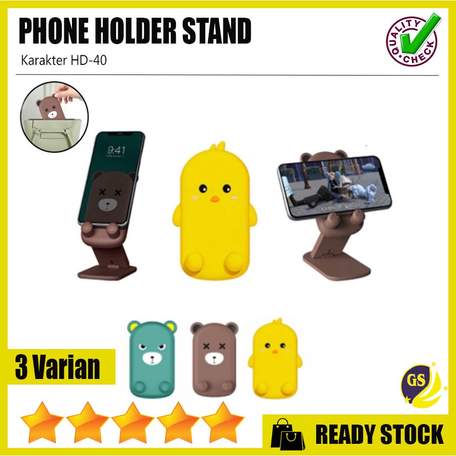 Phone Stand Desktop Karakter HD-40 Folding Dudukan HP Holder Meja Lipat Standing