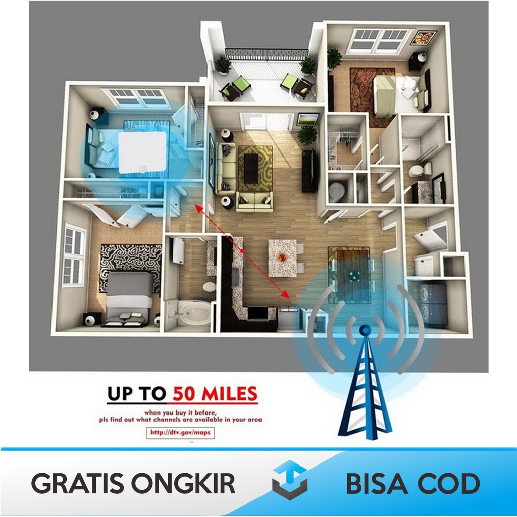 ANTENA TV INDOOR DIGITAL TAFFWARE ORIGINAL TFL-D139 DALAM RUMAH MURAH