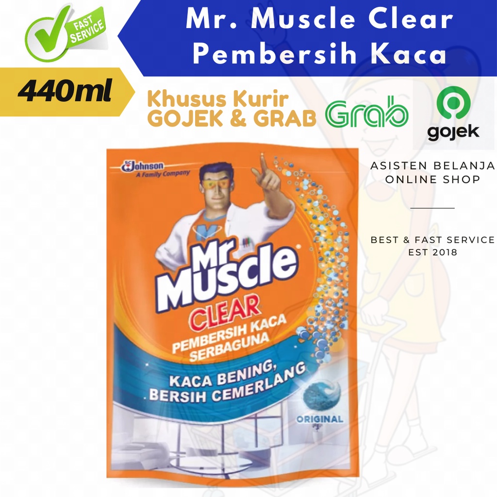 Khusus Instant dan Sameday MR MUSCLE Clear Pembersih Kaca Serbaguna Original 440ml 440 ml Cairan Stainless Glass Cleaner