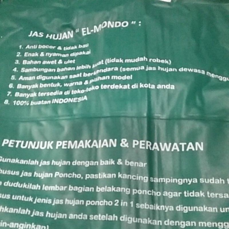 u i /JAS HUJAN SETELAN BAJU CELANA NEW KOMBINASI ELMONDO 905