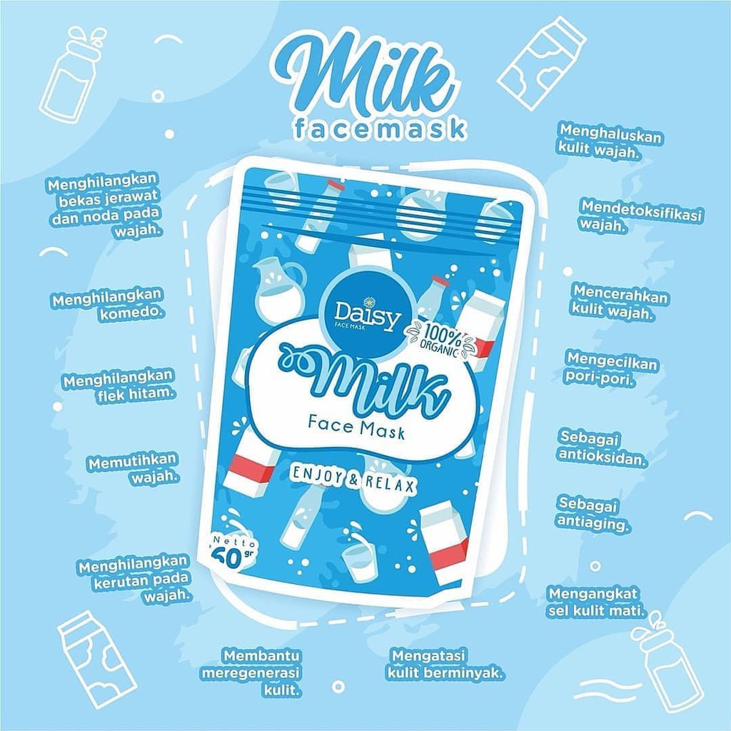 [FREE GIFT] Masker Organik Milk Facemask by Daisy Organic (Packaging ziplock)