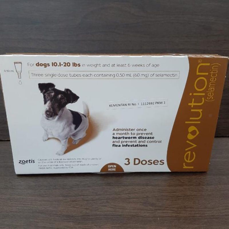 Revolution Brown For Dogs 10,1-20lbs / Revolution obat kutu anjing 5-10kg obat scabies