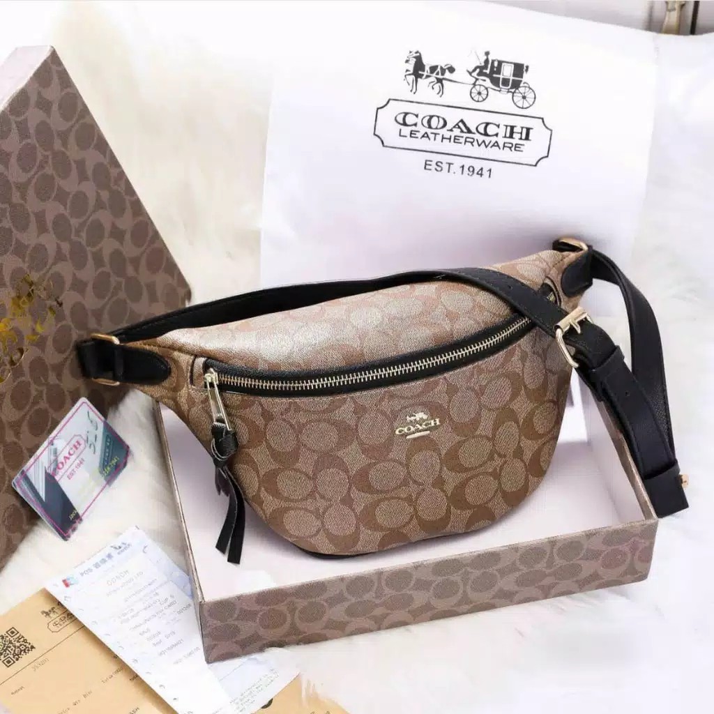 COACH Waistbag Signature Women / Tas Selempang Wanita Kulit