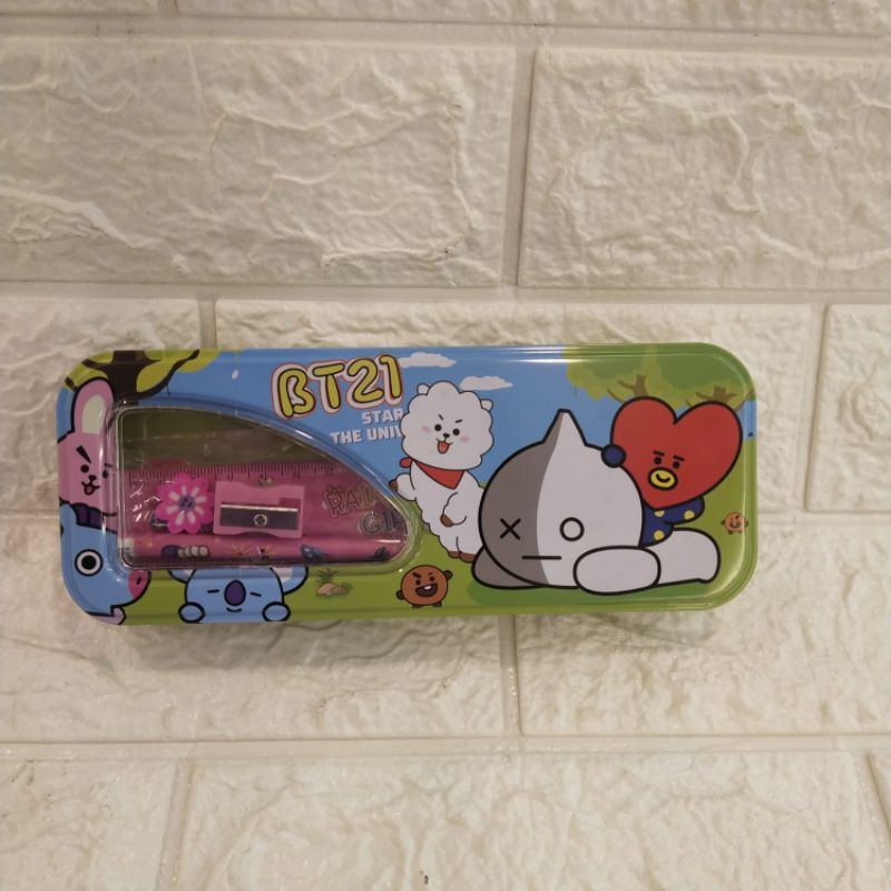 

KOTAK PINSIL KALENG SET BT21// TEMPAT PINSIL KALENG