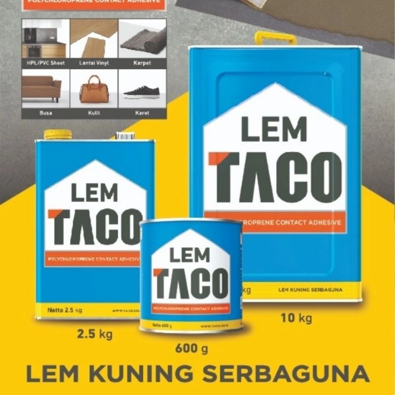 

Lem TACO 600 gr kemasan ekonomis daya rekat Kuat