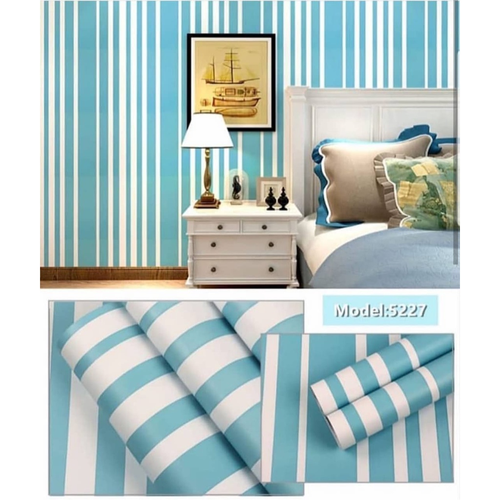 WALLPAPER DINDING  WALLSTICKER UKURAN DEKORASI KAMAR MURAH 45 CM X 10 M / 9.5 M ZEBRA BIRU