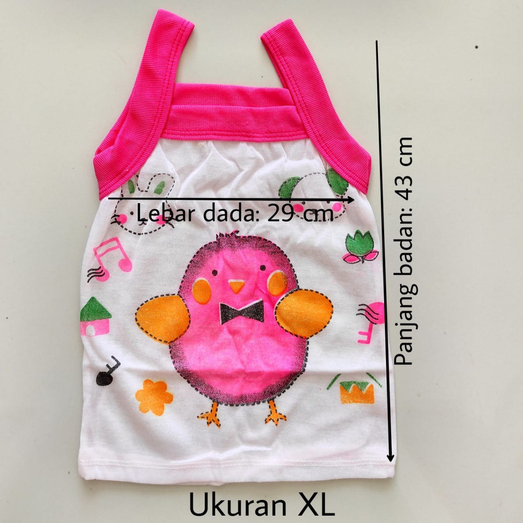 1 LUSIN (12 pcs) Singlet bayi motif AYAM ukuran M / L / XL