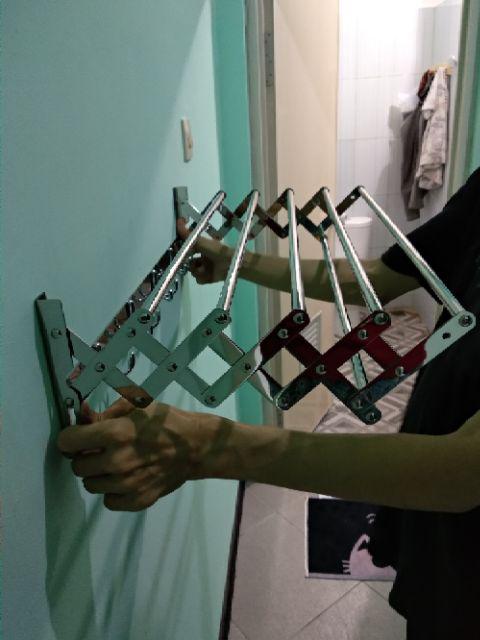 Rak Handuk Lipat 5 Susun Stainless 60cm Murah 907- Gantungan Handuk Tarik Hook Hooks Rak 5 Baris 01a