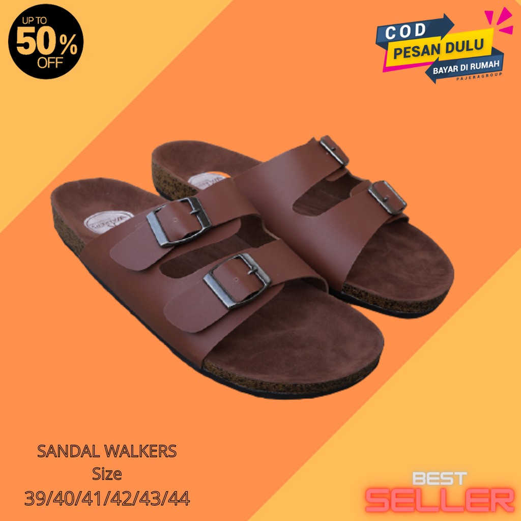 COD!! Sendal Pria Selop Walkers Gesper2 Tan Sandal Slip On Sandal Slide Selop Tali Laki Dewasa