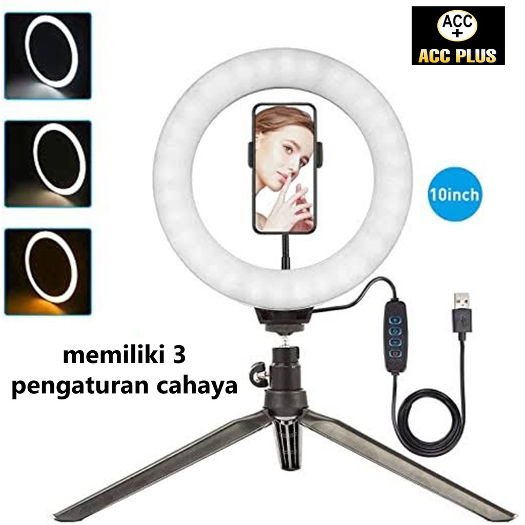 RING LIGHT LED SELFIE VLOGGER LIVESTREAMER TIKTOK RINGLIGHT + STAND TRIPOD + HOLDER HP