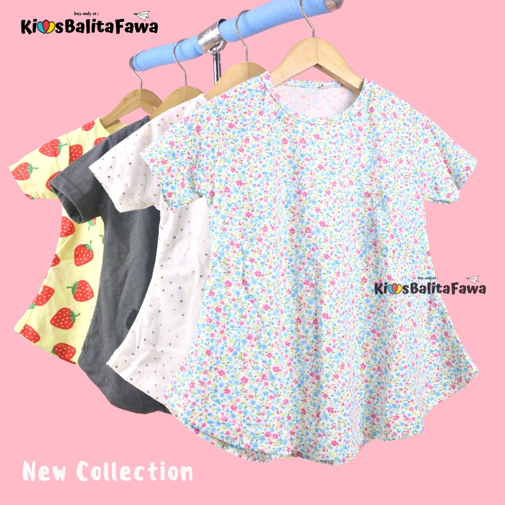 Kaos Moonella uk. 1-5 Tahun / Baju Anak Perempuan Bahan Kaos Cewek Lengan Pendek Murah Import Tshirt