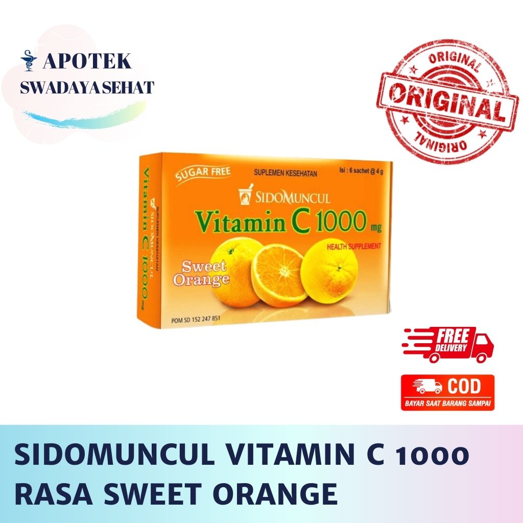 SIDOMUNCUL VITAMIN C 1000 Sweet Orange Box dan Sachet