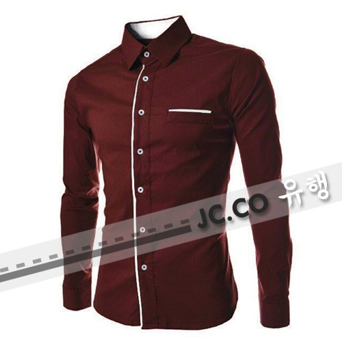 JANE COLL || Kemeja Formal Kerja Pria list garis polos korea Jayden Hitam Putih Maroon Navy Coklat