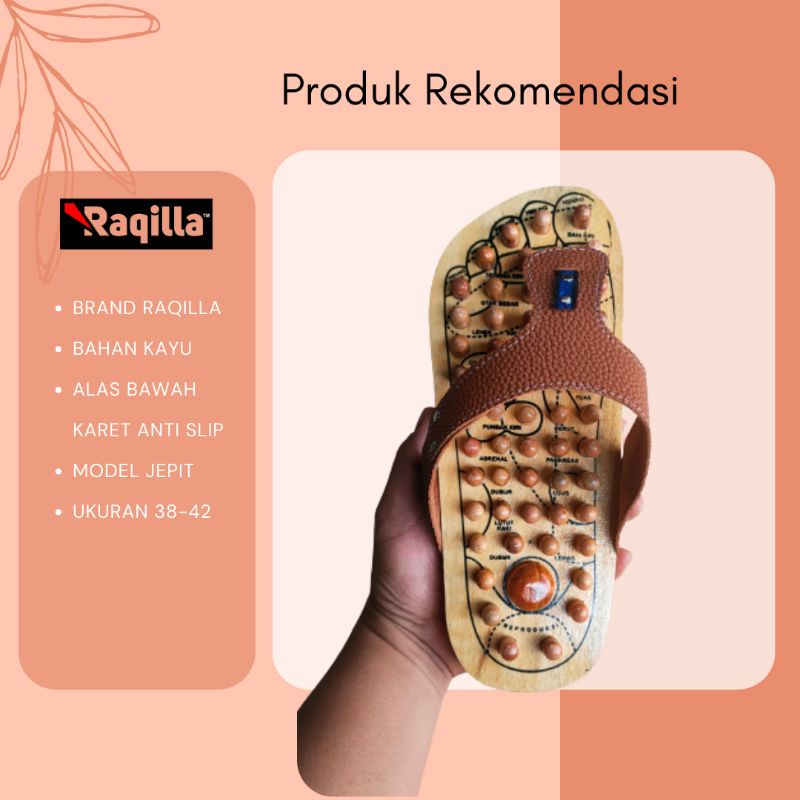 Sandal Rematik KAYU Refleksi pijat terapi akupuntur dan sendal rematik Selop Pria Wanita