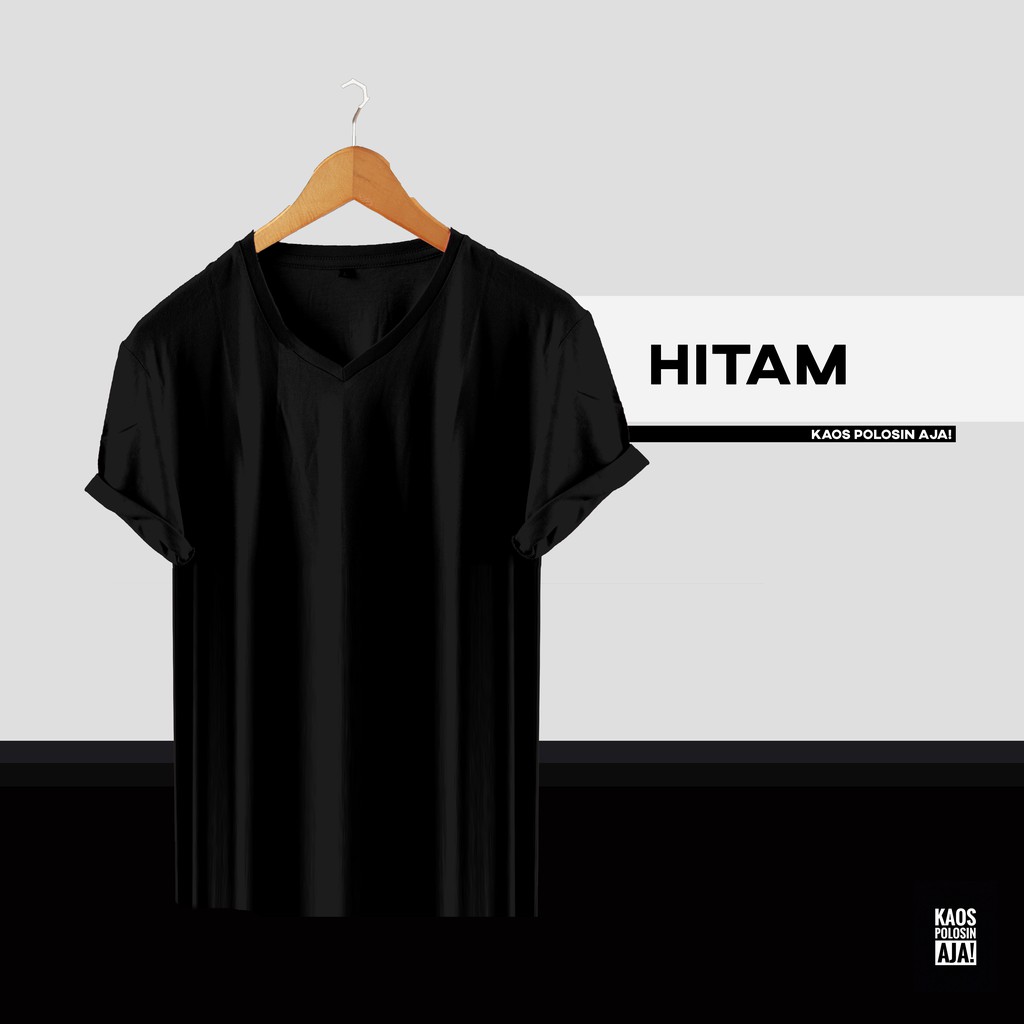 HITAM LENGAN PENDEK KAOS I BAJU POLOS KATUN BAMBU ( COTTON BAMBOO ) 30S PRIA I  | V-NECK