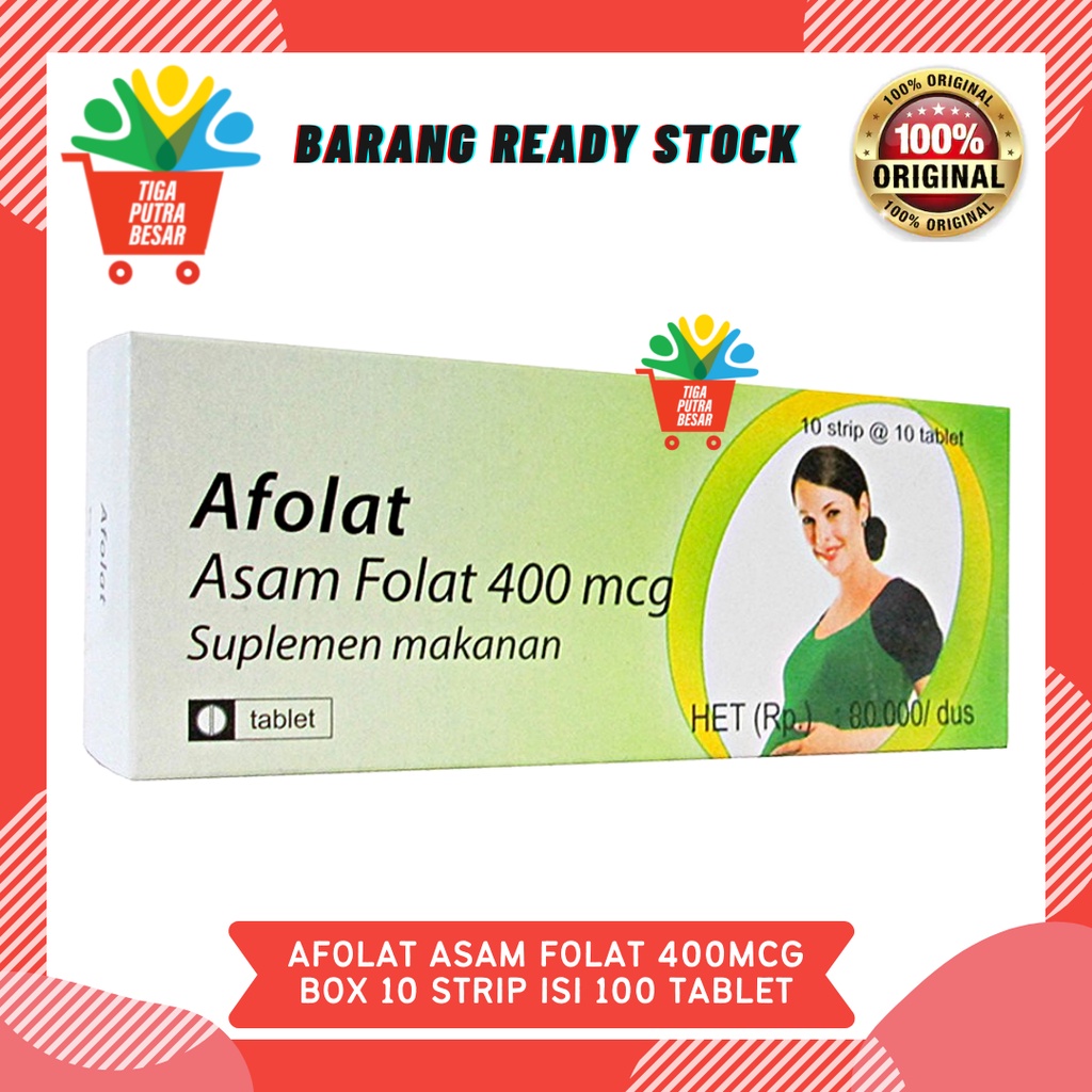 AFOLAT ASAM FOLAT 400 mcg BOX ISI 10 STRIP 100 TABLET / SUPLEMEN WANITA HAMIL / PROMIL